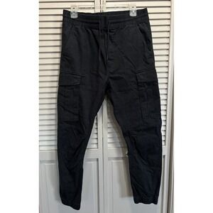 H&M Black Jean Joggers High Rise Elastic/Tie Waist Size Small Pockets Casual